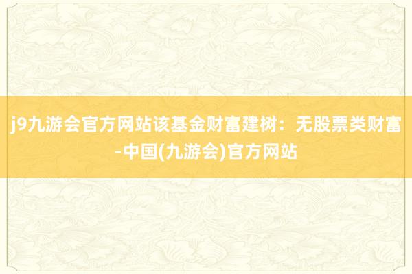 j9九游会官方网站该基金财富建树：无股票类财富-中国(九游会)官方网站